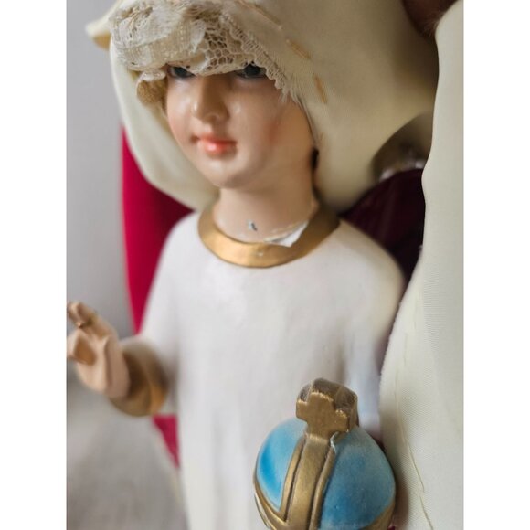 Vintage chalkware 17" infant of Prague statuary Italian Italy religious statue f - Picture 8 of 16